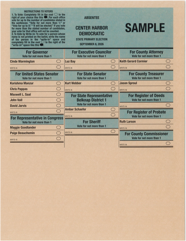 Democratic Sample Ballot 2026